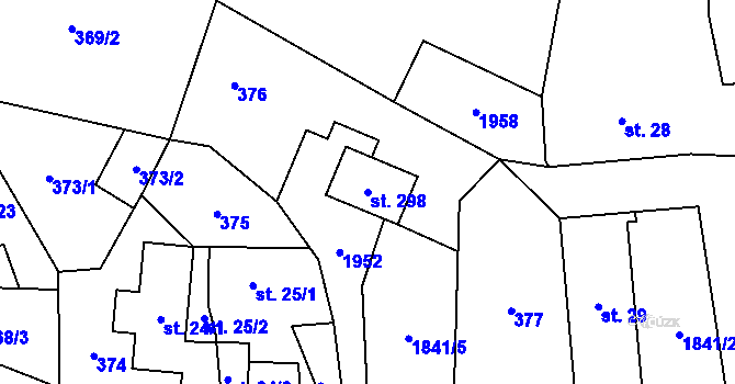 Parcela st. 298 v KÚ Příkrakov, Katastrální mapa