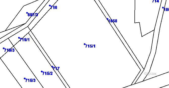 Parcela st. 715/1 v KÚ Příkrakov, Katastrální mapa
