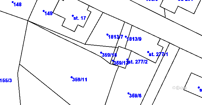 Parcela st. 359/18 v KÚ Příkrakov, Katastrální mapa