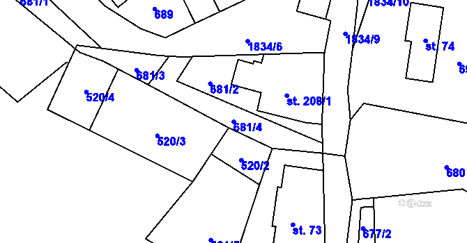Parcela st. 681/4 v KÚ Příkrakov, Katastrální mapa