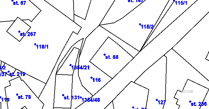 Parcela st. 68 v KÚ Včelákov, Katastrální mapa