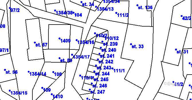 Parcela st. 110/4 v KÚ Včelákov, Katastrální mapa