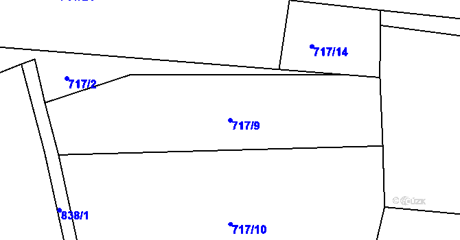 Parcela st. 717/9 v KÚ Včelákov, Katastrální mapa