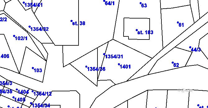 Parcela st. 1354/31 v KÚ Včelákov, Katastrální mapa