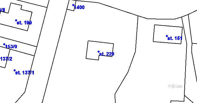 Parcela st. 229 v KÚ Včelákov, Katastrální mapa
