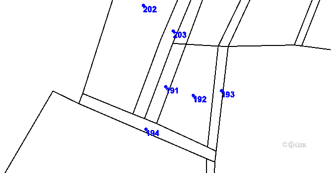 Parcela st. 191 v KÚ Včelákov, Katastrální mapa