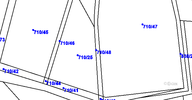 Parcela st. 710/48 v KÚ Včelákov, Katastrální mapa