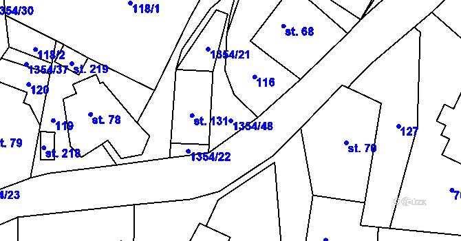 Parcela st. 1354/48 v KÚ Včelákov, Katastrální mapa