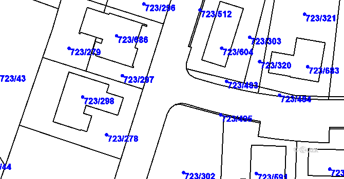 Parcela st. 723/301 v KÚ Včelná, Katastrální mapa