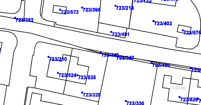 Parcela st. 723/346 v KÚ Včelná, Katastrální mapa