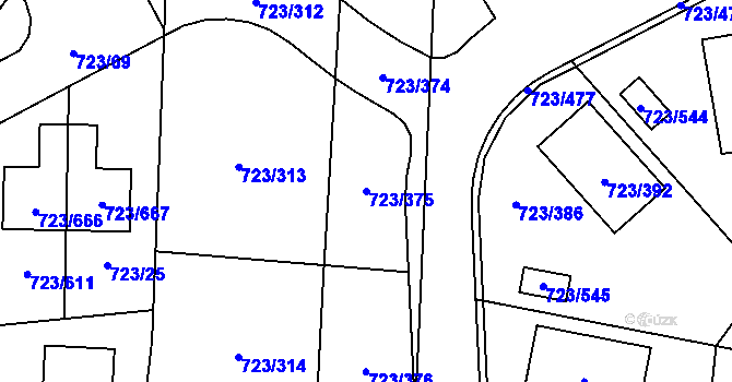 Parcela st. 723/375 v KÚ Včelná, Katastrální mapa