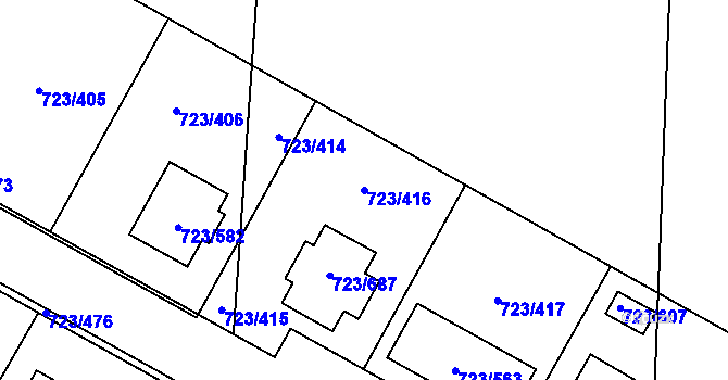 Parcela st. 723/416 v KÚ Včelná, Katastrální mapa