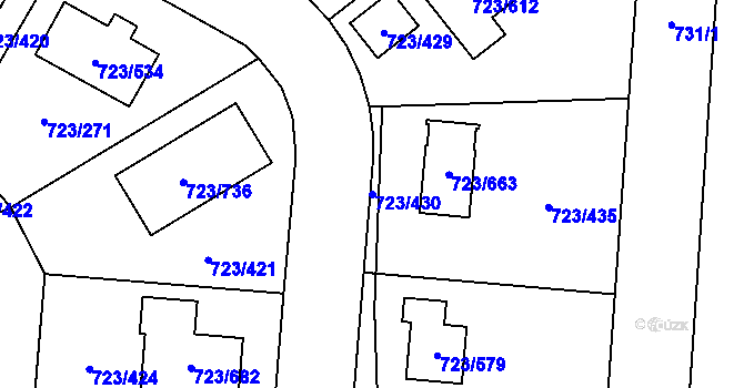 Parcela st. 723/430 v KÚ Včelná, Katastrální mapa