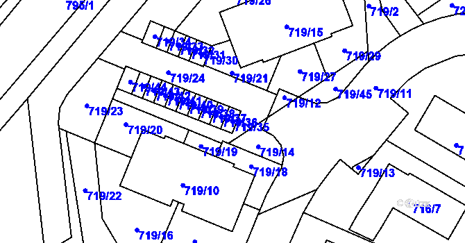 Parcela st. 719/35 v KÚ Včelná, Katastrální mapa
