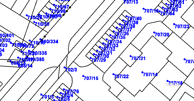 Parcela st. 707/31 v KÚ Včelná, Katastrální mapa