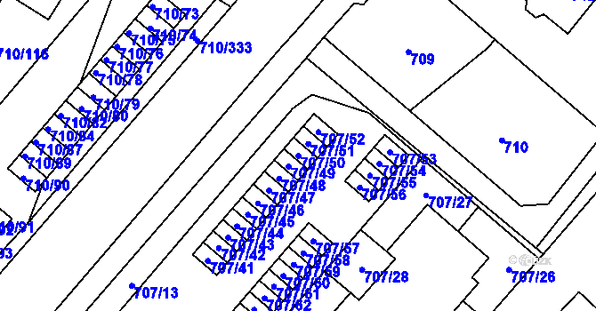 Parcela st. 707/50 v KÚ Včelná, Katastrální mapa