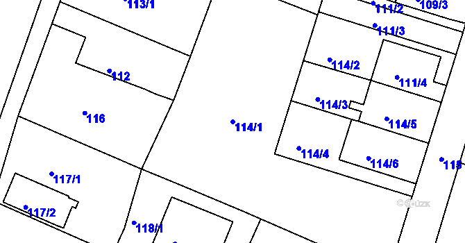 Parcela st. 114/1 v KÚ Včelná, Katastrální mapa