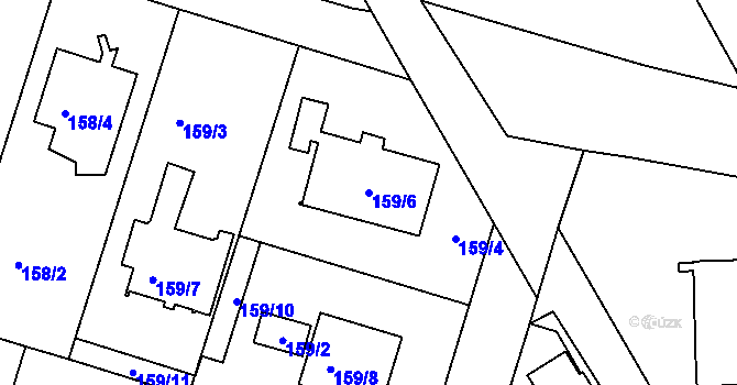 Parcela st. 159/6 v KÚ Včelná, Katastrální mapa
