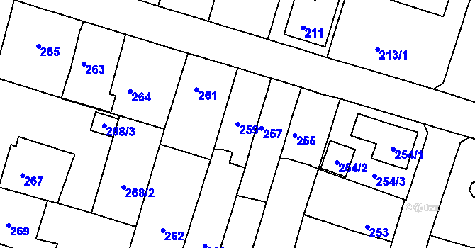 Parcela st. 259 v KÚ Včelná, Katastrální mapa