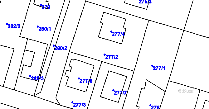 Parcela st. 277/2 v KÚ Včelná, Katastrální mapa