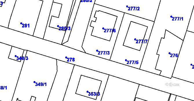 Parcela st. 277/3 v KÚ Včelná, Katastrální mapa