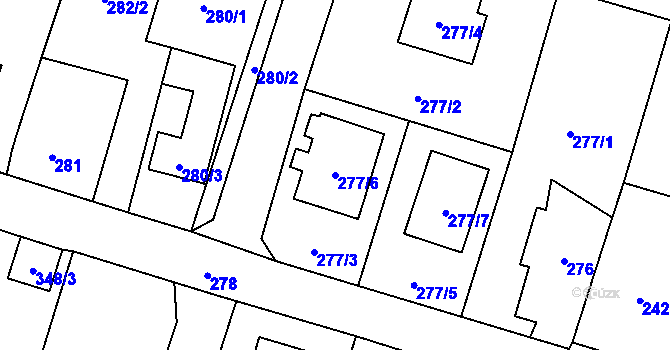 Parcela st. 277/6 v KÚ Včelná, Katastrální mapa