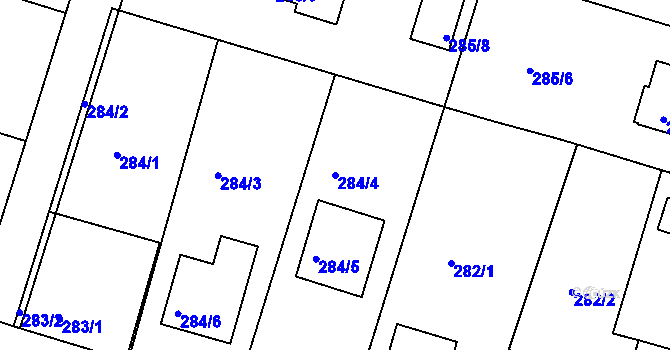 Parcela st. 284/4 v KÚ Včelná, Katastrální mapa