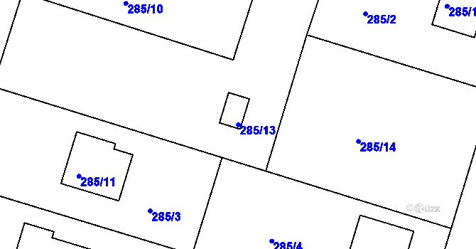 Parcela st. 285/13 v KÚ Včelná, Katastrální mapa