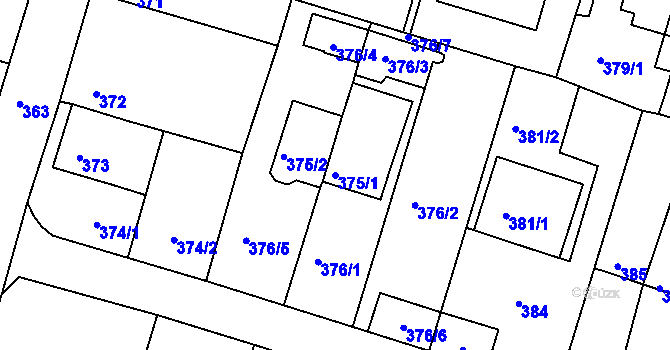 Parcela st. 375/1 v KÚ Včelná, Katastrální mapa