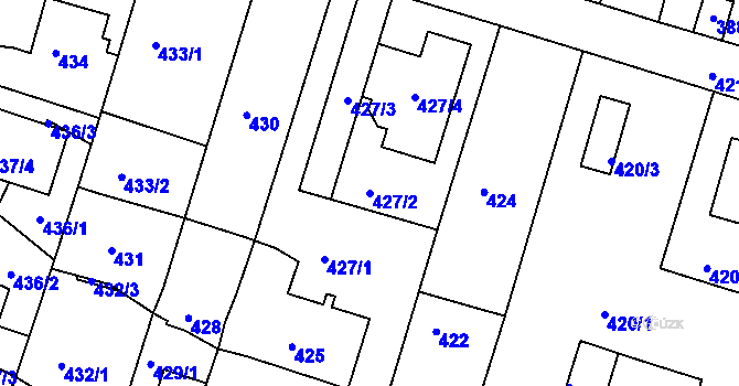 Parcela st. 427/2 v KÚ Včelná, Katastrální mapa