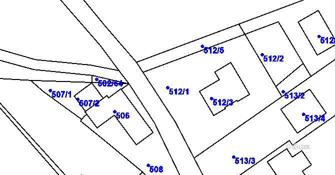 Parcela st. 512/1 v KÚ Včelná, Katastrální mapa