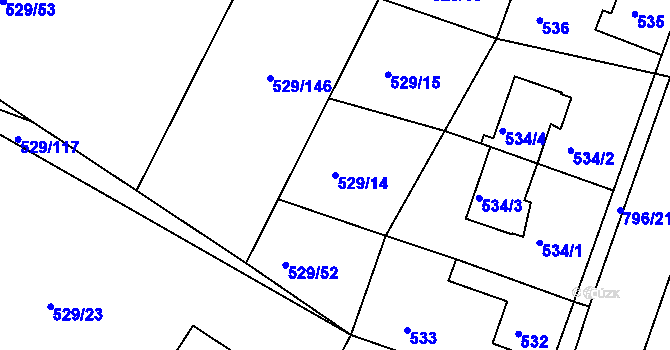 Parcela st. 529/14 v KÚ Včelná, Katastrální mapa
