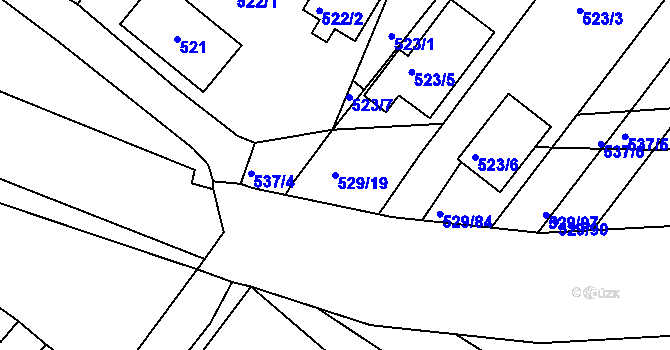 Parcela st. 529/19 v KÚ Včelná, Katastrální mapa