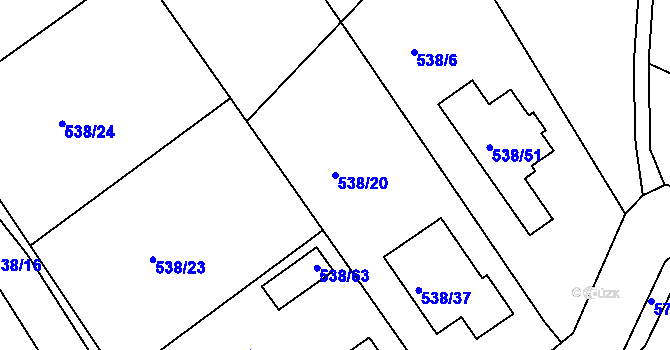 Parcela st. 538/20 v KÚ Včelná, Katastrální mapa