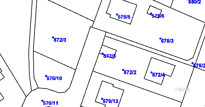 Parcela st. 572/5 v KÚ Včelná, Katastrální mapa