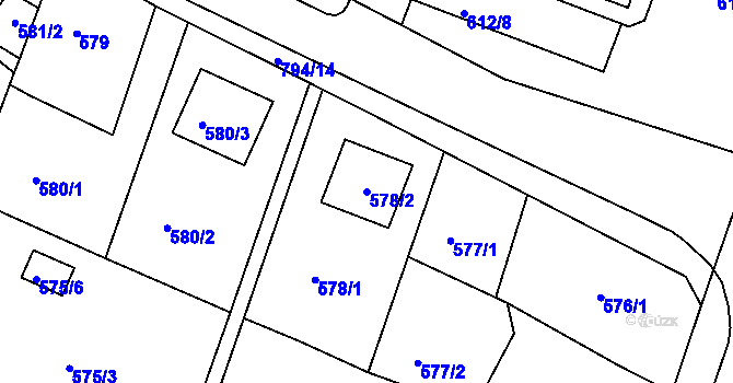 Parcela st. 578/2 v KÚ Včelná, Katastrální mapa