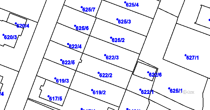 Parcela st. 622/3 v KÚ Včelná, Katastrální mapa