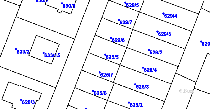 Parcela st. 625/5 v KÚ Včelná, Katastrální mapa