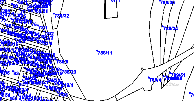 Parcela st. 788/11 v KÚ Včelná, Katastrální mapa