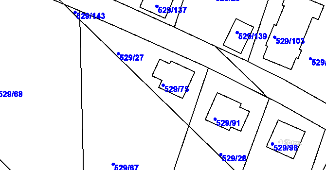 Parcela st. 529/75 v KÚ Včelná, Katastrální mapa
