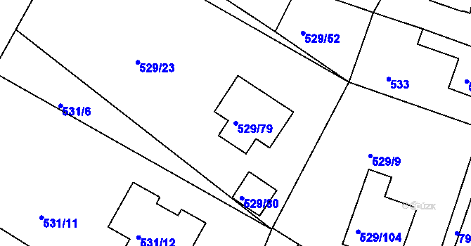 Parcela st. 529/79 v KÚ Včelná, Katastrální mapa