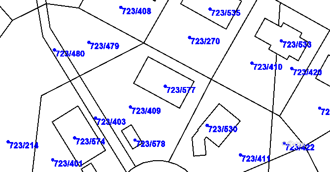 Parcela st. 723/577 v KÚ Včelná, Katastrální mapa