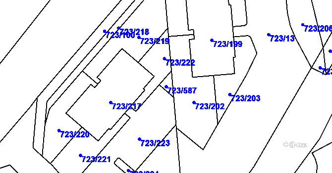 Parcela st. 723/587 v KÚ Včelná, Katastrální mapa