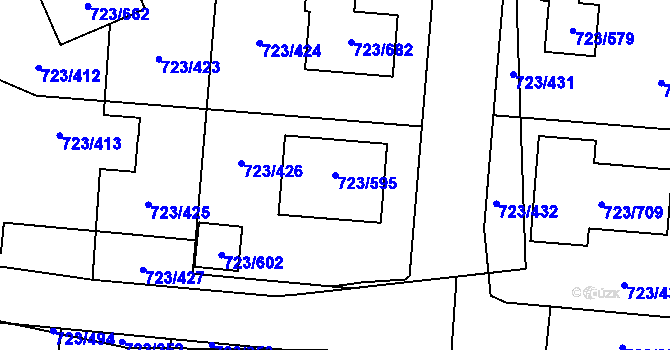 Parcela st. 723/595 v KÚ Včelná, Katastrální mapa