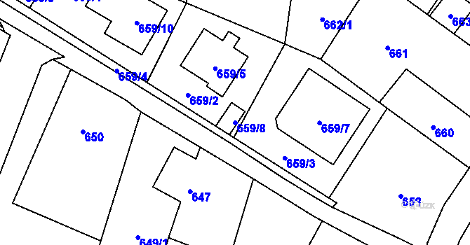 Parcela st. 659/8 v KÚ Včelná, Katastrální mapa