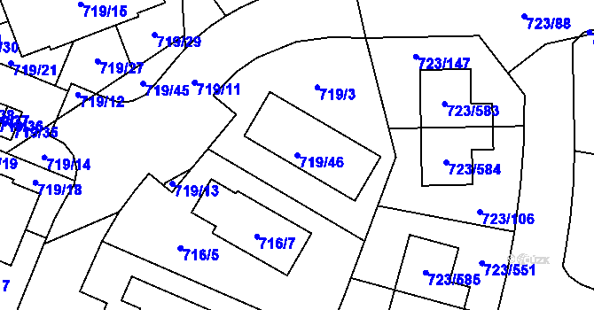 Parcela st. 719/46 v KÚ Včelná, Katastrální mapa
