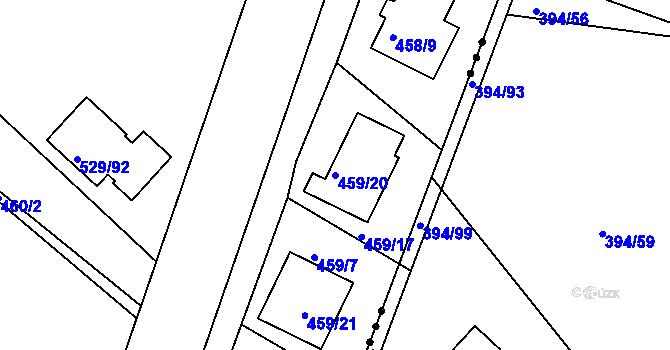 Parcela st. 459/20 v KÚ Včelná, Katastrální mapa