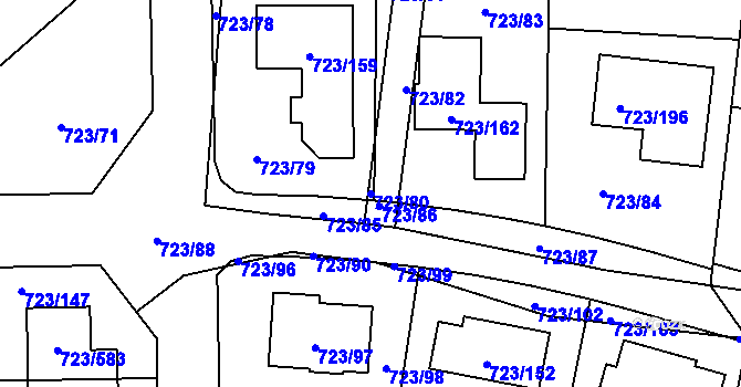 Parcela st. 723/80 v KÚ Včelná, Katastrální mapa