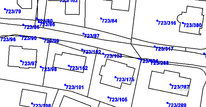 Parcela st. 723/103 v KÚ Včelná, Katastrální mapa