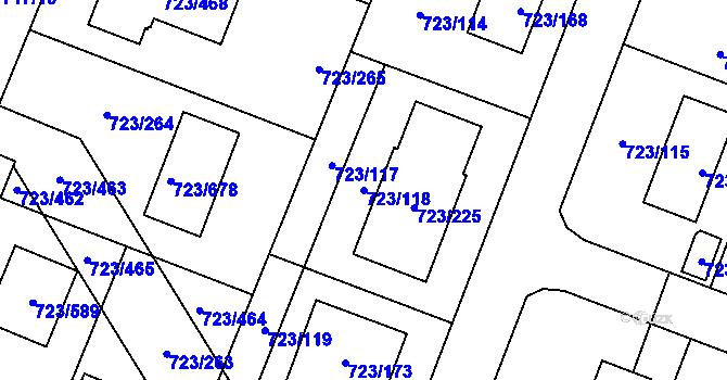 Parcela st. 723/118 v KÚ Včelná, Katastrální mapa